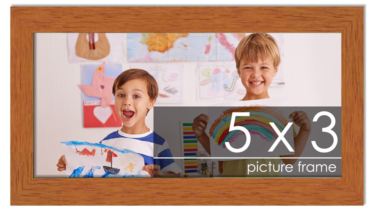 Photo Size Slim Profile Brown Frame - UV Acrylic, Foam Board Backing, Hanging Hardware